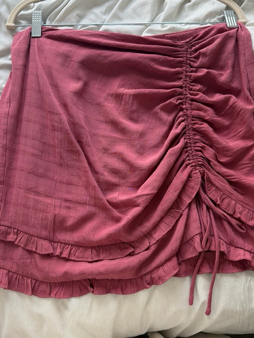 Ruche Front Ruffle Mini Skirt - Rose